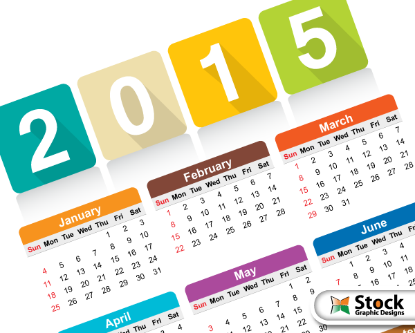 Free Colorful Calendar 2015 Vector Template