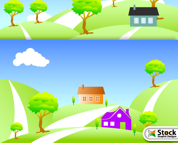 Free Vector Nature Landscape with House