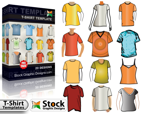 Download T Shirt Template Free Vector Pack Vector Photoshop Brushes Stock Graphic Designs