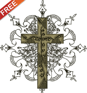 Free Vector Cross T-shirt Design with Floral Ornament