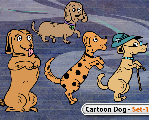 Cartoon Dogs -Set-1 | Vector & Photoshop Brushes | Stock Graphic Designs