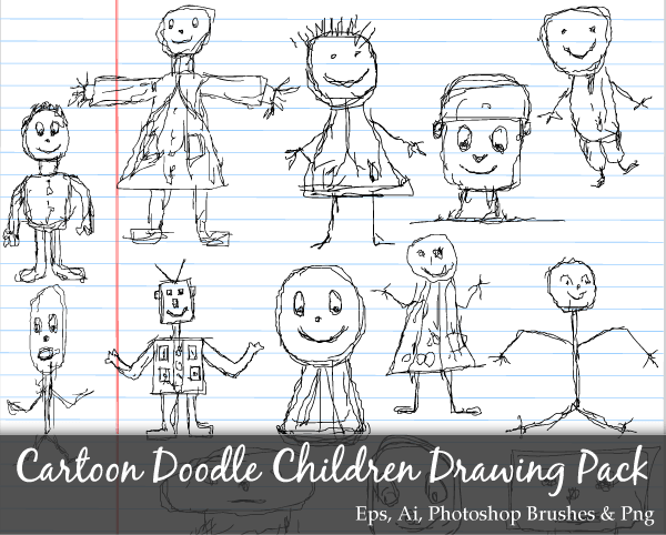 Scribble Series: Cartoon Doodle Children Drawing Vector Pack