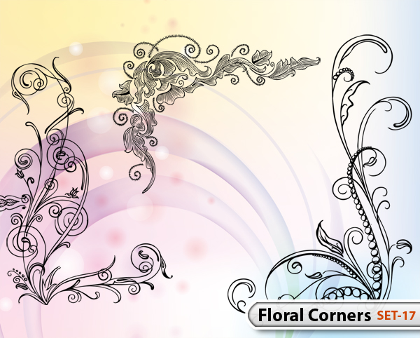 Hand Drawn Floral Corners -Set-17