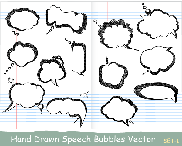 Hand Drawn Speech Bubbles Vector Set-1
