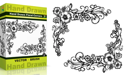 Hand Drawn Floral Corners – Set.5 | Vol : 1