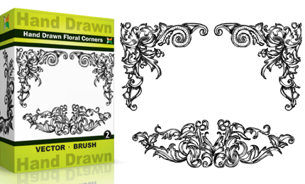 Hand Drawn Floral Corners – Set.5 | Vol : 2