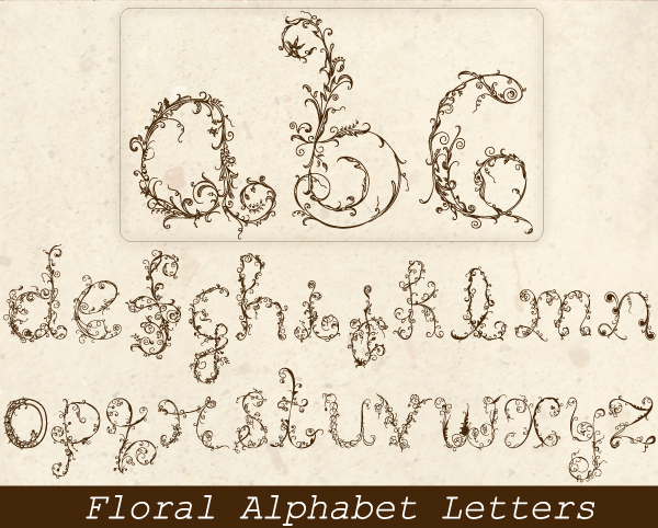 Floral Alphabet Letters Vector Graphics