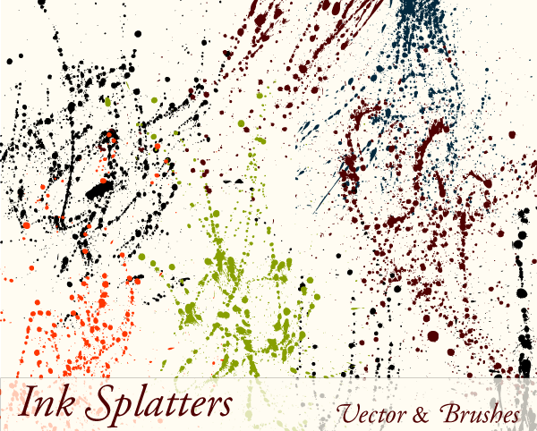 Ink Paint Splatter Drips Vector Illustration Set-1