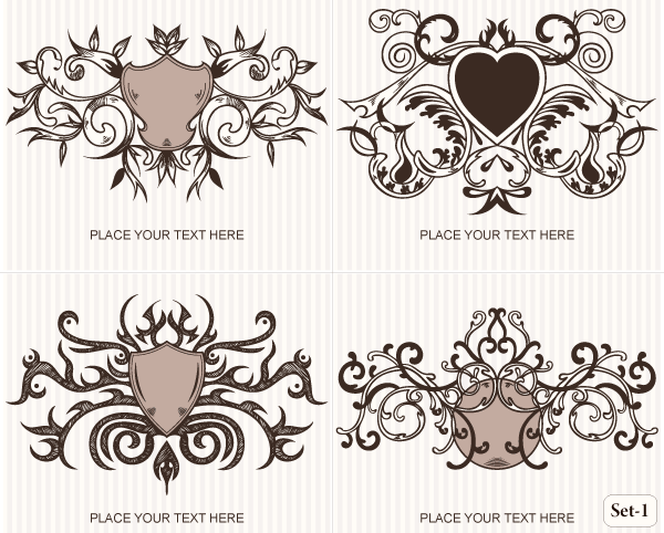 Ornate Shield Vector Set-1