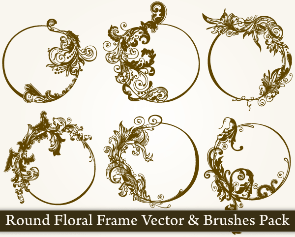 Round Floral Frame Vector Pack