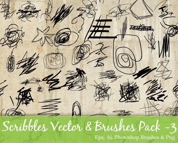 Scribble Vector and Photoshop Brushes Pack-3