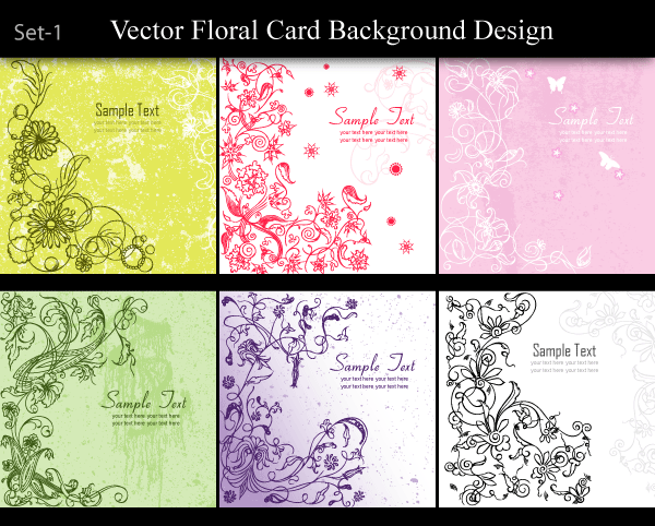 Vector Floral Card Background Design Set-1