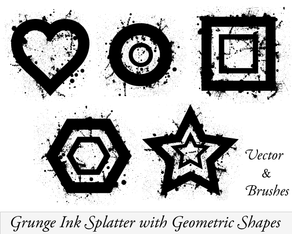 Vector Ink Splatter Illustrator with Geometric Shapes