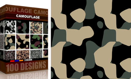 Vector Seamless Camouflage Pattern – 3 Color, Vector & Photoshop Brushes