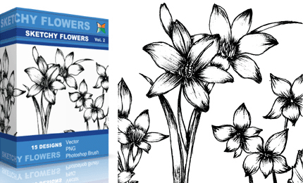 Sketchy Flowers – Set.1 | Vol : 2