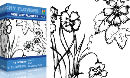 Sketchy Flowers – Set.1 | Vol : 3