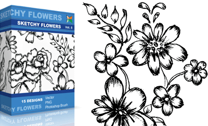 Sketchy Flowers – Set.1 | Vol : 8