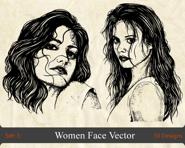 Women Face Vector -Set-1